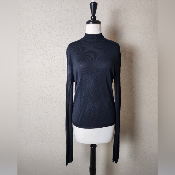 Vintage Gianni Versace Couture Long Sleeve Mock Neck Top Black Size 44 - Picture 1 of 6